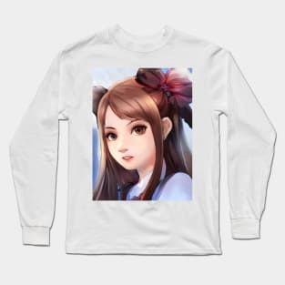 Brown Hair Anime Girl Long Sleeve T-Shirt